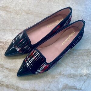Pretty Ballerinas Pointed Patent Leather Toe Plaid Flats NWOB EU 37